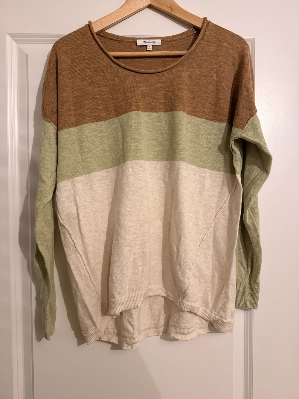 Madewell Colorblock Roll Neck Crewneck Sweater Cotton Linen Blend S Small